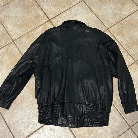 Vintage Gappaccio Leather ZIp Up Aviator Bomber Jacket Unisex size L - Picture 4 of 5